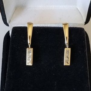 10K Gold CZ Drop Dangling Earrings